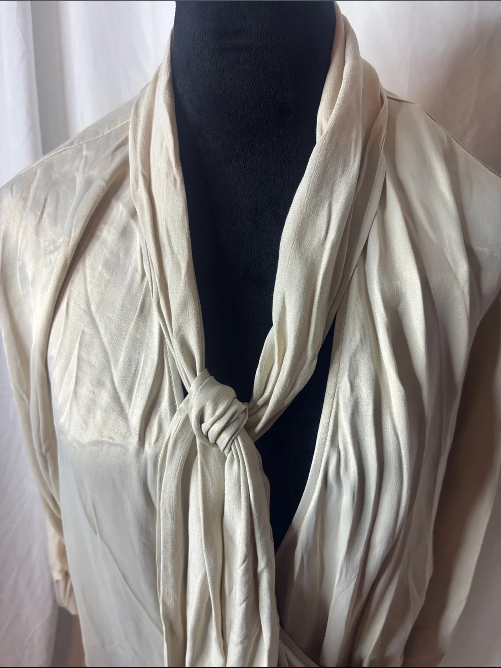 Zara Cream Tie-Neck Blouse